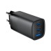 Зарядное устройство Gembird USB-A + 2xType-C (PD18W + QC3.0 27W) black (TA-UC-PDQC65-01-BK)