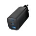 Зарядное устройство Gembird USB-A + 2xType-C (PD18W + QC3.0 27W) black (TA-UC-PDQC65-01-BK)