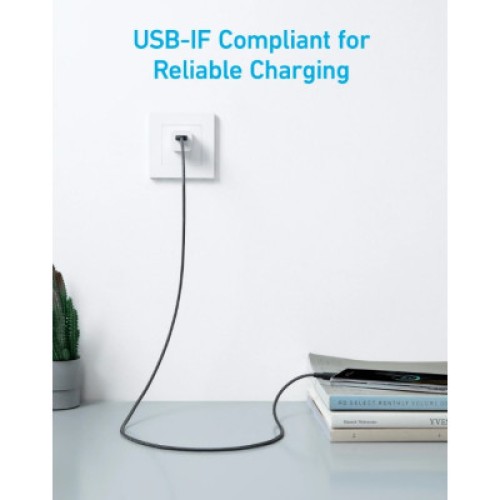 Дата кабель USB 2.0 AM to Type-C 0.9m 322 Black Anker (A81H5G11)