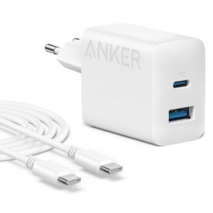 Зарядное устройство Anker PowerPort 312 - 20W USB-C USB-A + USB-C cable White (B2348G21)