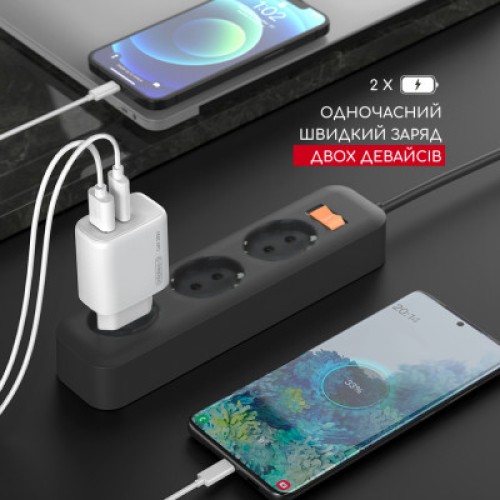 Зарядное устройство Intaleo 30W GAN USB-C PD+USB-A QC 3.0 white (1283126578274)