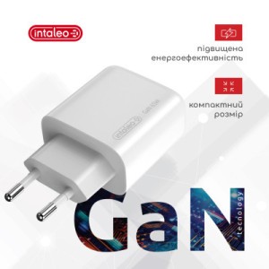 Зарядное устройство Intaleo 65W GAN 2USB-C PD+USB-A QC 3.0 white (1283126559525)