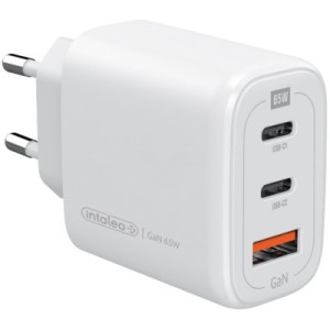 Зарядное устройство Intaleo 65W GAN 2USB-C PD+USB-A QC 3.0 white (1283126559525)