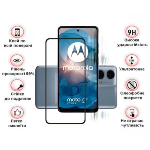 Стекло защитное BeCover Motorola Moto G24/G24 Power Black (710716)