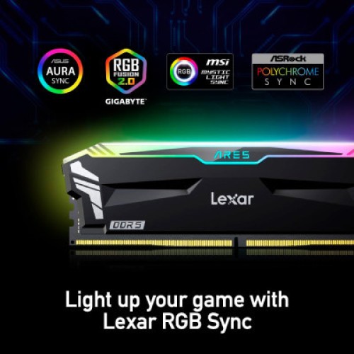 Модуль памяти для компьютера DDR5 32GB (2x16GB) 7200 MHz Ares RGB Black Lexar (LD5U16G72C34LA-RGD)