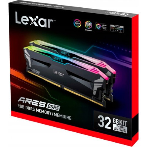 Модуль памяти для компьютера DDR5 32GB (2x16GB) 6400 MHz Ares RGB Black Lexar (LD5EU016G-R6400GDLA)