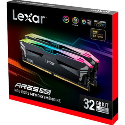 Модуль памяти для компьютера DDR5 32GB (2x16GB) 6800 MHz Ares RGB Black Lexar (LD5U16G68C34LA-RGD)