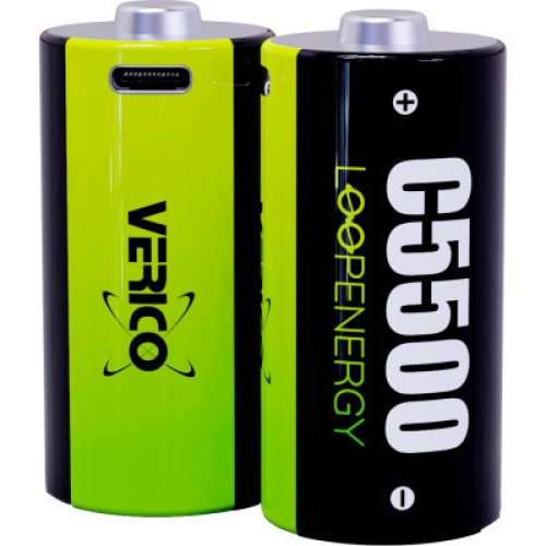 Аккумулятор Verico C/R14 USB Type-C 3700mAh 1.5V Li-ion * 2 (LoopEnergy) (1BTOV-A4N0A2-NN)