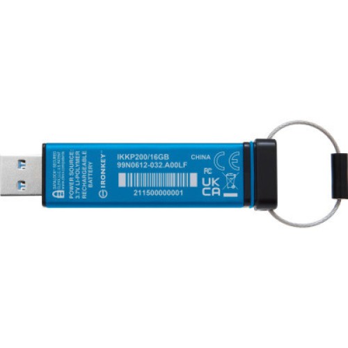 USB флеш накопитель Kingston 16GB IronKey Keypad 200 Blue USB 3.2 (IKKP200/16GB)