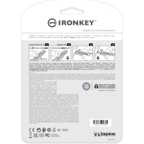 USB флеш накопитель Kingston 16GB IronKey Keypad 200 Blue USB 3.2 (IKKP200/16GB)