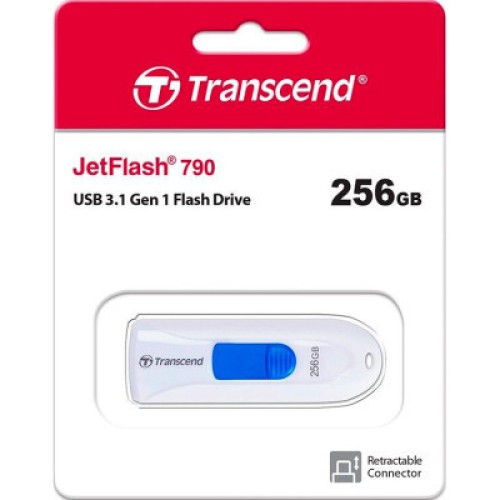 USB флеш накопитель Transcend 256GB JetFlash 790 White USB 3.1 (TS256GJF790W)
