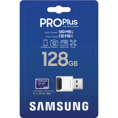 Карта памяти Samsung 128GB microSDXC calss 10 UHS-I V30 Pro Plus (MB-MD128SB/WW)