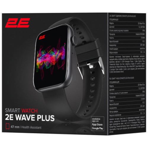 Смарт-часы 2E Wave Plus 47 mm Black (2E-CWW12BK)