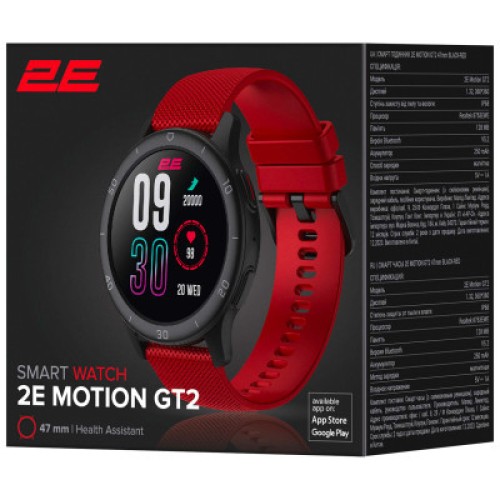 Смарт-часы 2E Motion GT2 47mm Black-Red (2E-CWW21BKRD)