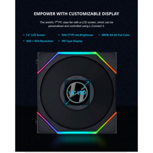 Кулер для корпуса Lian Li TL LCD 120-1, Black Cooler (G99.12TLLCD1B.00)