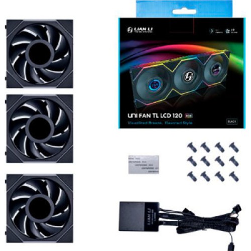 Кулер для корпуса Lian Li TL LCD 120-3, Black Cooler (G99.12TLLCD3B.00)