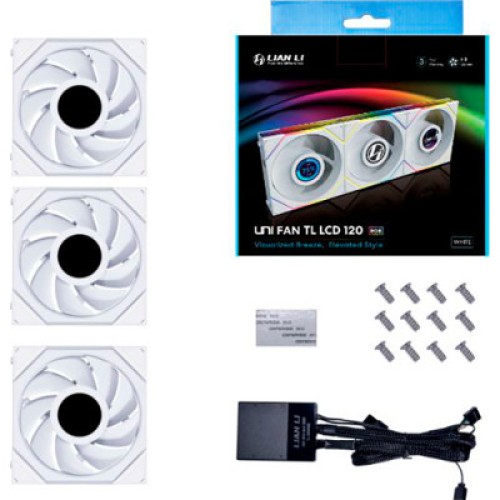 Кулер для корпуса Lian Li TLLCD 120-3, White Cooler (G99.12TLLCD3W.00)
