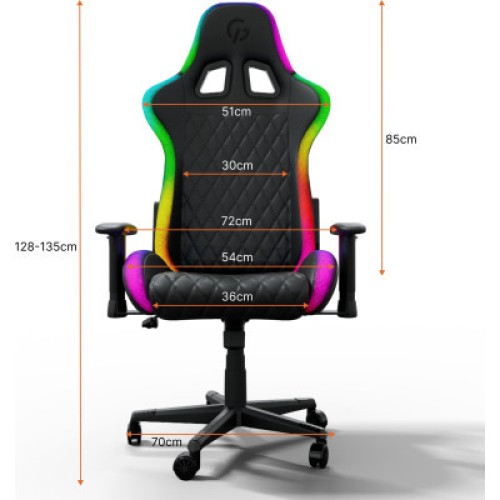 Кресло игровое GamePro Hero RGB Black (GC-700-Black)