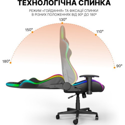 Кресло игровое GamePro Hero RGB Black (GC-700-Black)