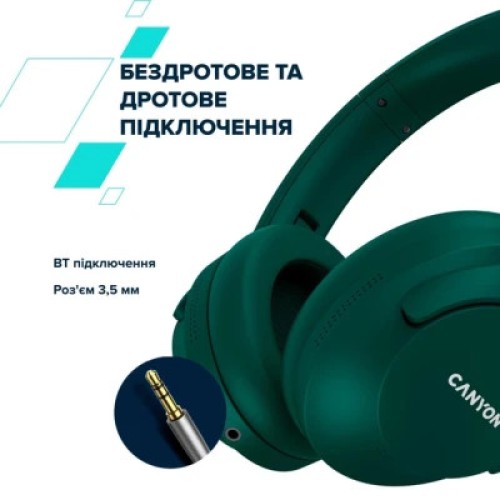 Наушники Canyon OnRiff 10 ANC Bluetooth Green (CNS-CBTHS10GN)