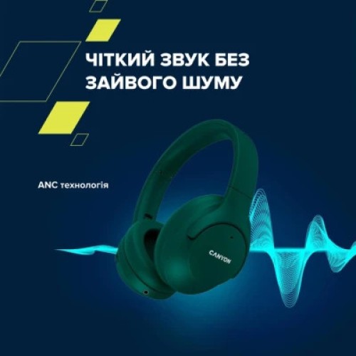 Наушники Canyon OnRiff 10 ANC Bluetooth Green (CNS-CBTHS10GN)