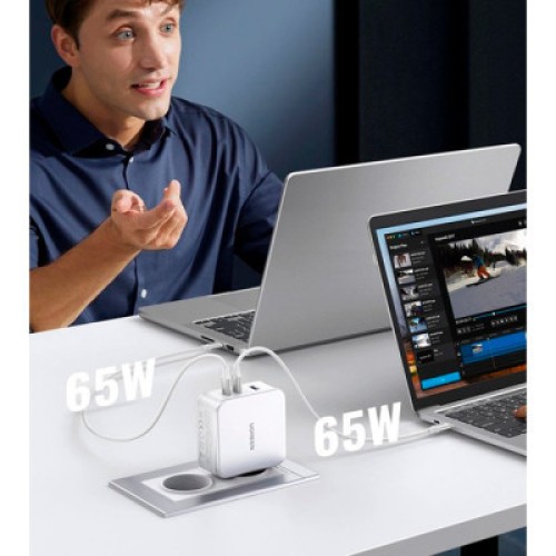 Зарядное устройство Ugreen 3xUSB 140W GaN (2хUSB-C+USB-A) CD289 with C to C Cable 1.5 м White (15339) Зарядное устройство Ugreen 3xUSB 140W GaN (2хUSB-C+USB-A) CD289 with C to C Cable 1.5 м White (15339)