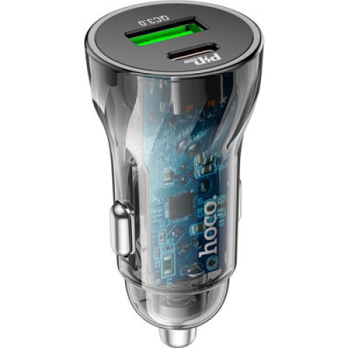 Зарядное устройство HOCO Z47A USB-A/Type-C Transparent black (6931474782274)