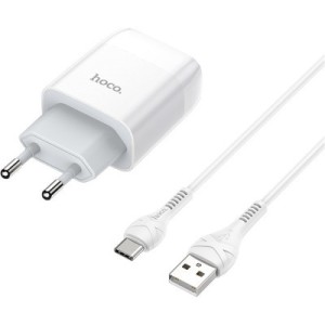 Зарядное устройство HOCO C73A Glorious dual port charger set(Type-C) White (6931474713070)