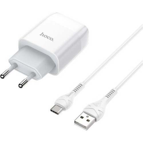 Зарядное устройство HOCO C73A Glorious dual port charger set(Type-C) White (6931474713070)