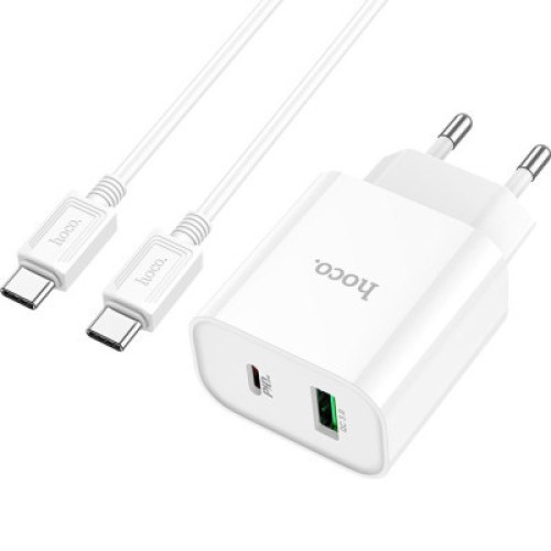 Зарядное устройство HOCO C80A Plus Rapido PD20W+QC3.0 charger set(C to C) White (6931474779908)