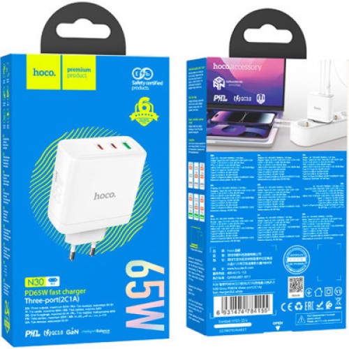 Зарядное устройство HOCO N30 Glory White (6931474784155)