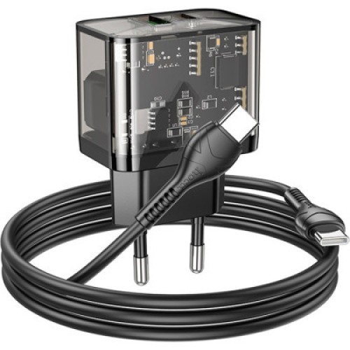Зарядное устройство HOCO N34 Dazzling dual-port Black (6931474799180)