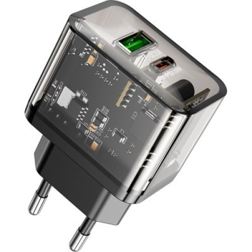 Зарядное устройство HOCO N34 Dazzling dual-port Black (6931474799166)