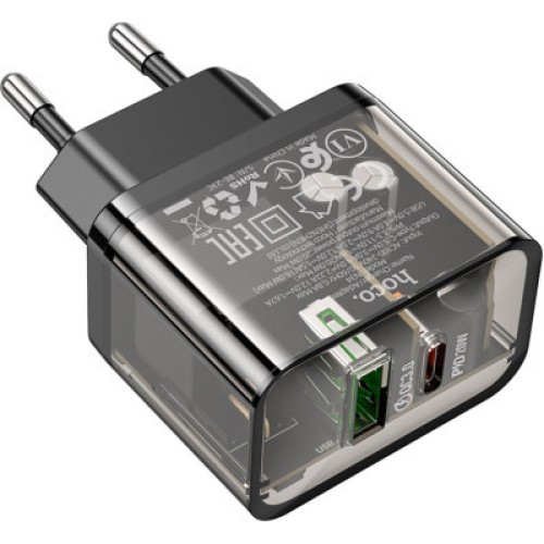 Зарядное устройство HOCO N34 Dazzling dual-port Black (6931474799166)