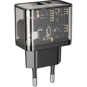Зарядное устройство HOCO N34 Dazzling dual-port Black (6931474799166)