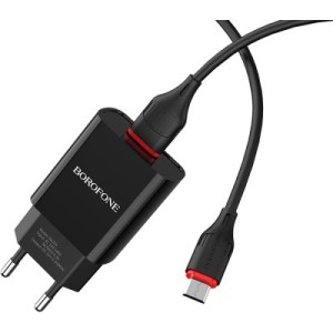 Зарядное устройство BOROFONE BA20A Sharp single port charger set (Micro) Black (BA20AMB)