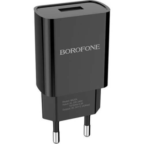 Зарядное устройство BOROFONE BA20A Sharp single port charger set (Micro) Black (BA20AMB)
