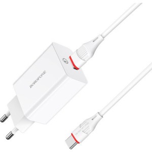 Зарядное устройство BOROFONE BA21A Long journey single port QC3.0 charger set (Type-C) White (BA21ACW)