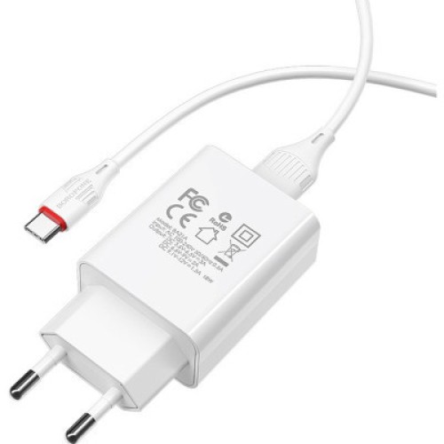 Зарядное устройство BOROFONE BA21A Long journey single port QC3.0 charger set (Type-C) White (BA21ACW)
