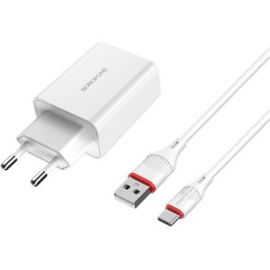 Зарядное устройство BOROFONE BA21A Long journey single port QC3.0 charger set (Type-C) White (BA21ACW)