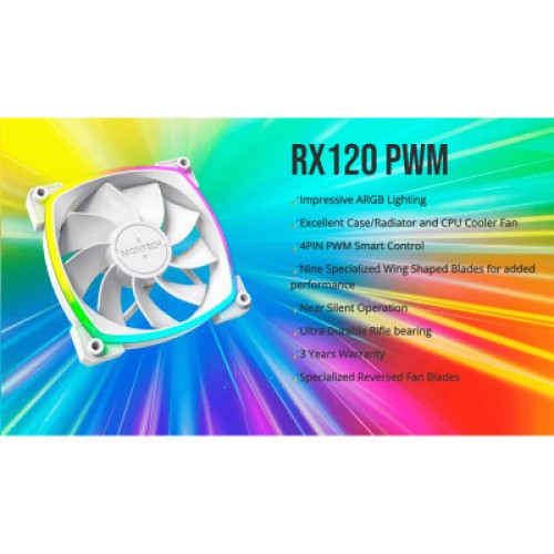 Кулер для корпуса MONTECH RX120 PWM WHITE