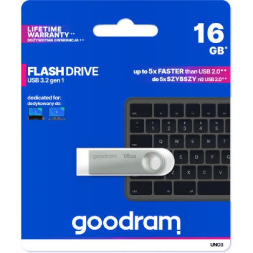 USB флеш накопитель Goodram 16GB UNO3 Steel USB 3.2 (UNO3-0160S0R11)