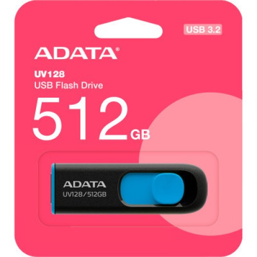 USB флеш накопитель ADATA 512GB AUV 128 Black/Blue USB 3.2 (AUV128-512G-RBE)