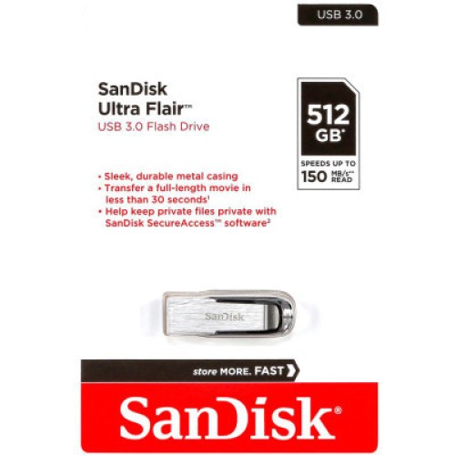 USB флеш накопитель SanDisk 512GB Ultra Flair Silver-Black USB 3.0 (SDCZ73-512G-G46)