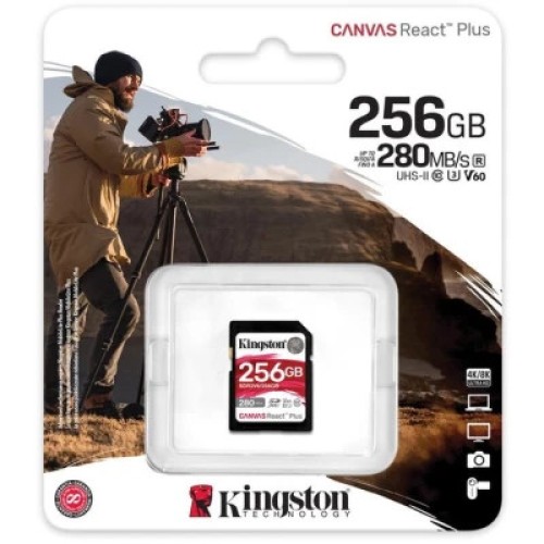 Карта памяти Kingston 256GB SDXC class 10 UHS-II U3 Canvas React Plus (SDR2V6/256GB)