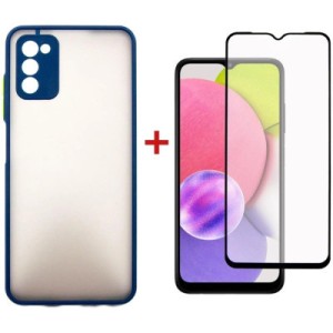 Чехол для мобильного телефона Dengos Kit for Samsung Galaxy A03s case + glass (Blue) (DG-KM-25)