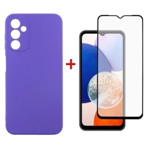 Чехол для мобильного телефона Dengos Kit for Samsung Galaxy A14 5G case + glass (Purple) (DG-KM-13)