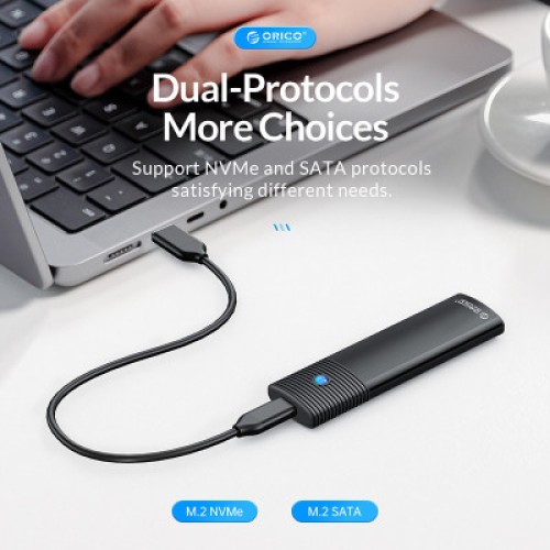 Карман внешний Orico USB3.2 Gen2 USB-C M.2 NVMe/NGFF(SATA) Dual Protocol SSD (HC380503)