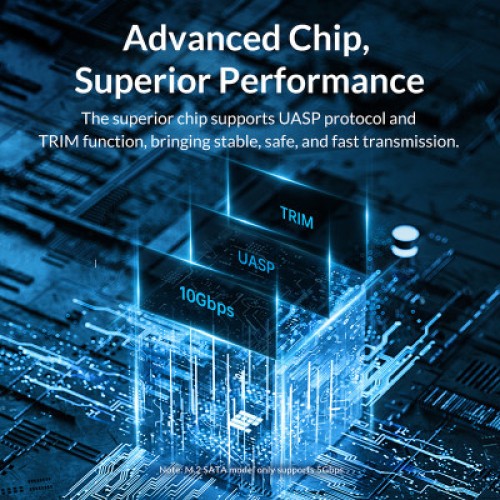Карман внешний Orico USB3.2 Gen2 USB-C M.2 NVMe/NGFF(SATA) Dual Protocol SSD (HC380503)