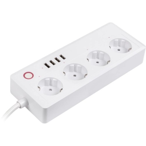 Сетевой удлинитель TUYA Smart 1.8м, 16A, 4*розетки/4*USB (HS082383)